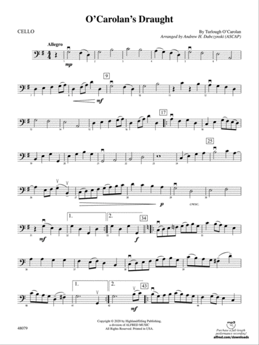 O'Carolan's Draught: Cello String Orchestra scores gallery preview page 1
