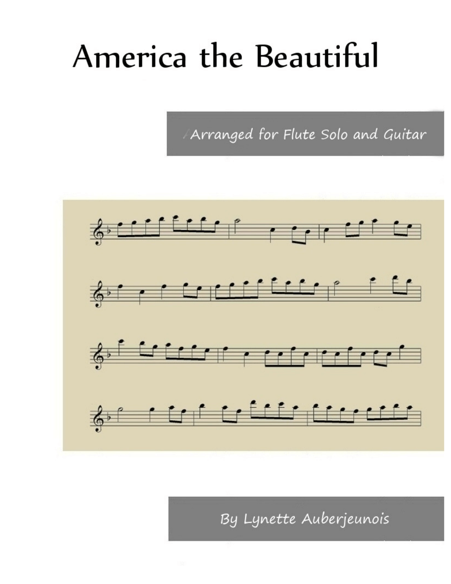 America the Beautiful - Flute Solo with Guitar Chords Chamber Music scores gallery preview page 1