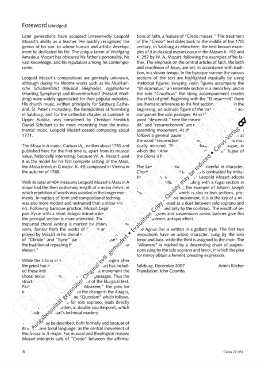 Missa in A Major 4-Part scores gallery preview page 7
