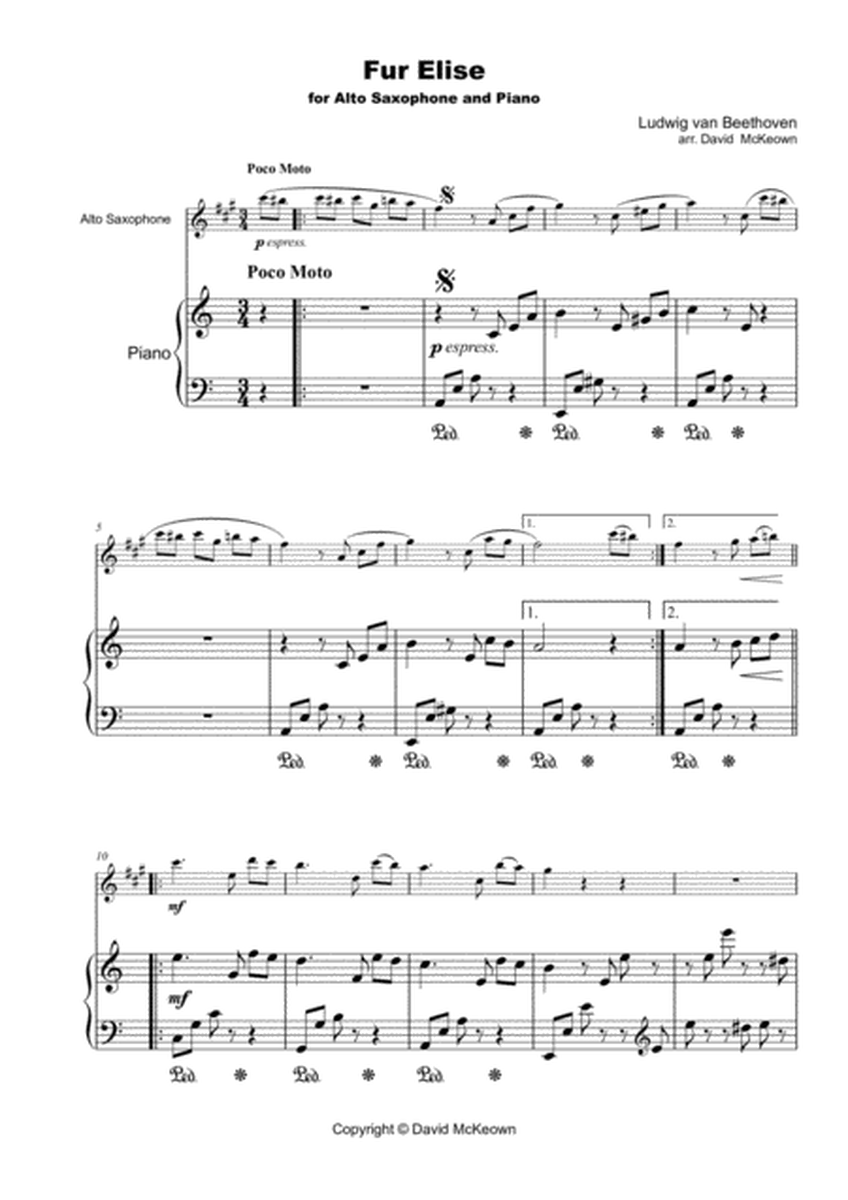 Für Elise, for Solo Alto Saxophone and Piano
