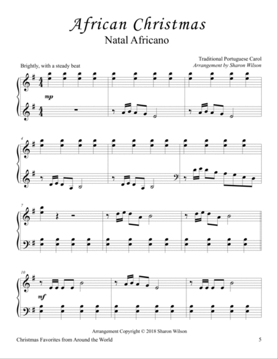 Christmas Favorites from Around the World (a Collection of 14 Intermediate Piano Solos) Piano Solo scores gallery preview page 5