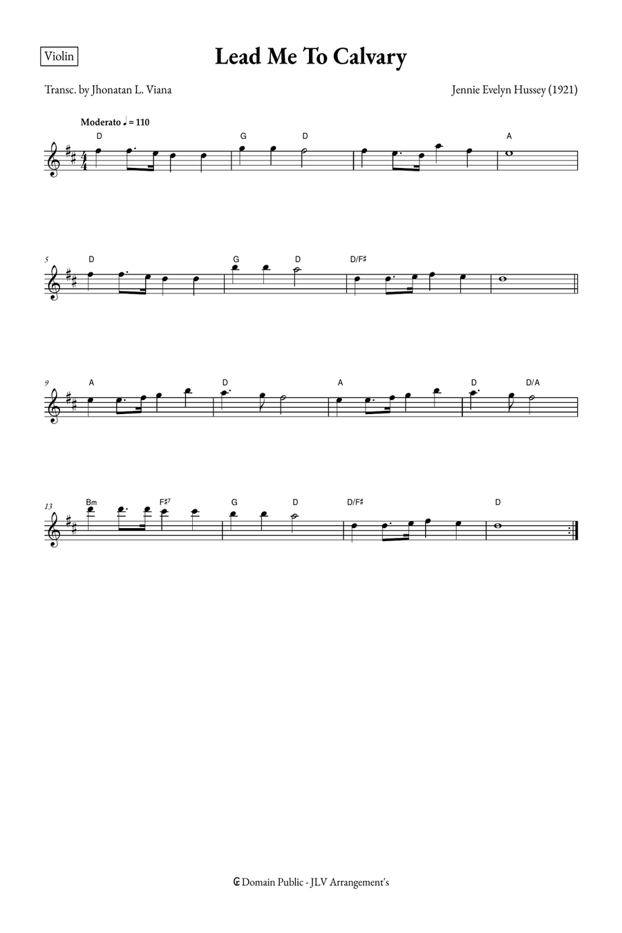 Lead Me To Calvary Violin Solo scores gallery preview page 1