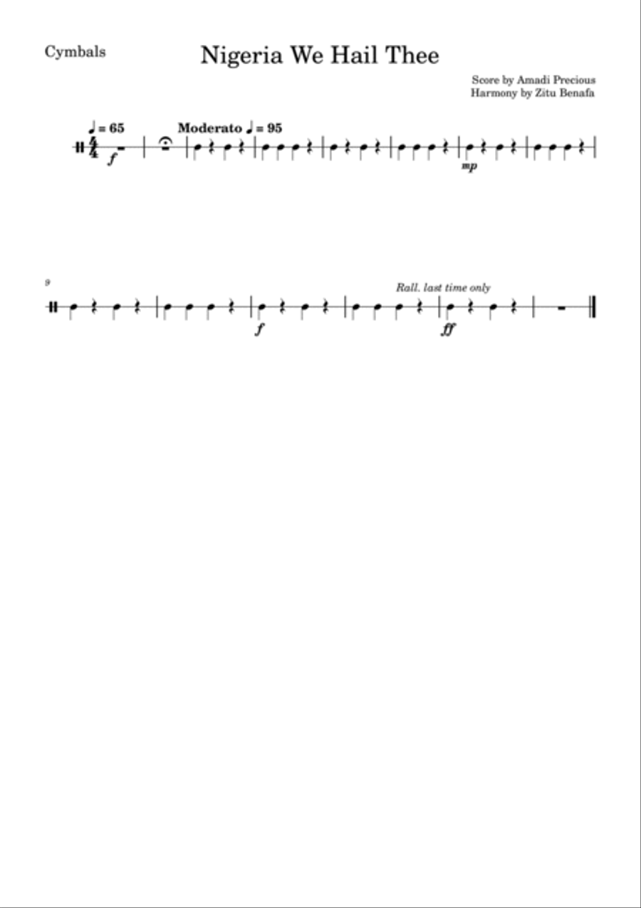 Nigeria We Hail Thee (Nigeria's National Anthem) Marching Band scores gallery preview page 5