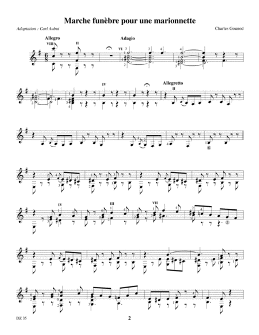 Marche funèbre pour une marionnette Classical Guitar scores gallery preview page 2