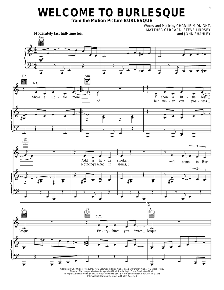 Welcome To Burlesque Acoustic Guitar scores gallery preview page 1
