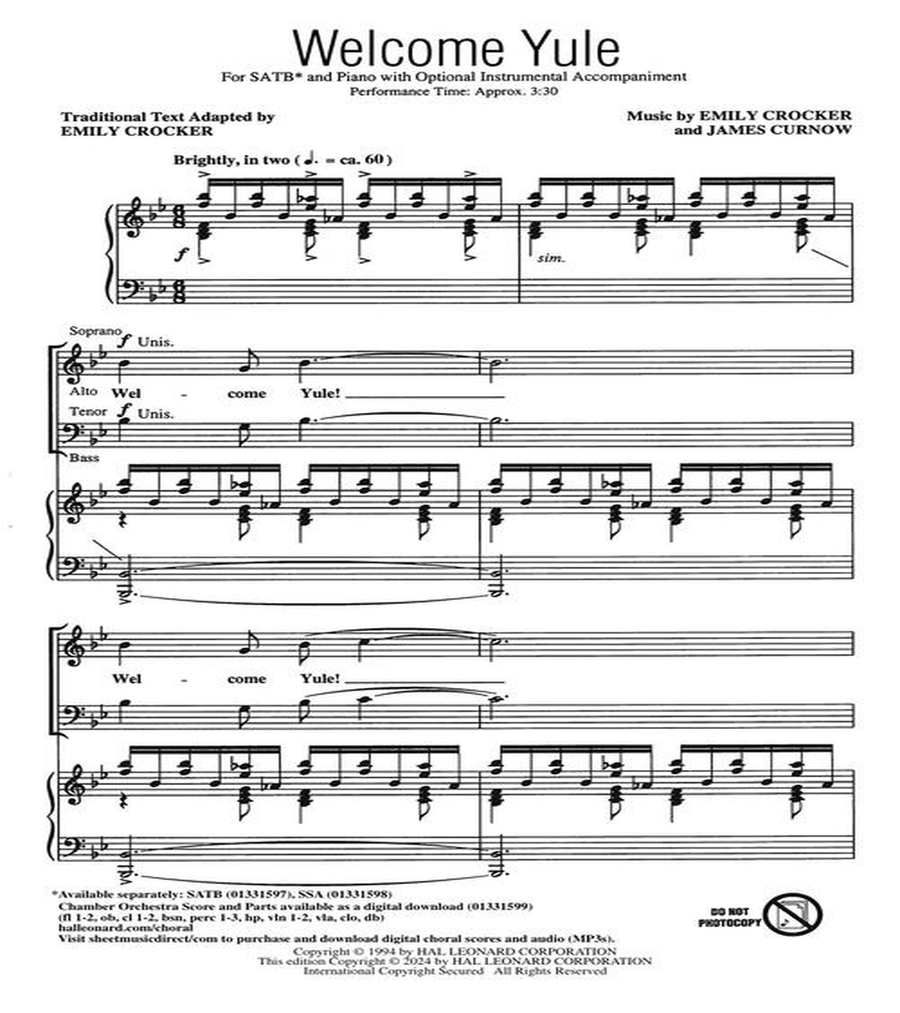 Welcome Yule 4-Part scores gallery preview page 3