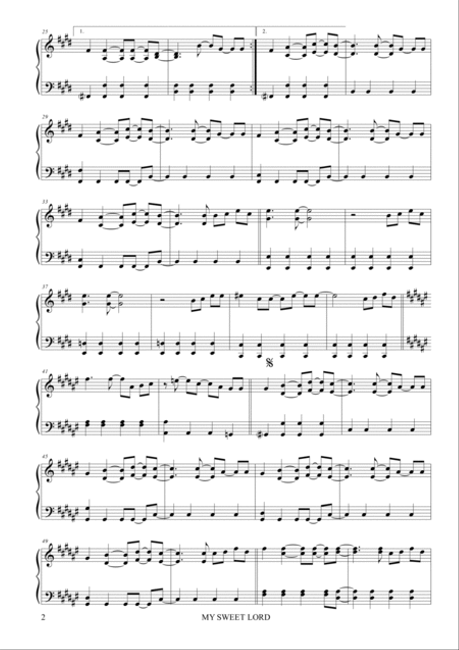My Sweet Lord My Sweet Lord Easy Piano scores gallery preview page 2