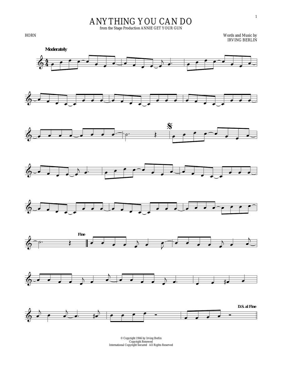 Anything You Can Do (from Annie Get Your Gun) Horn Solo scores gallery preview page 1