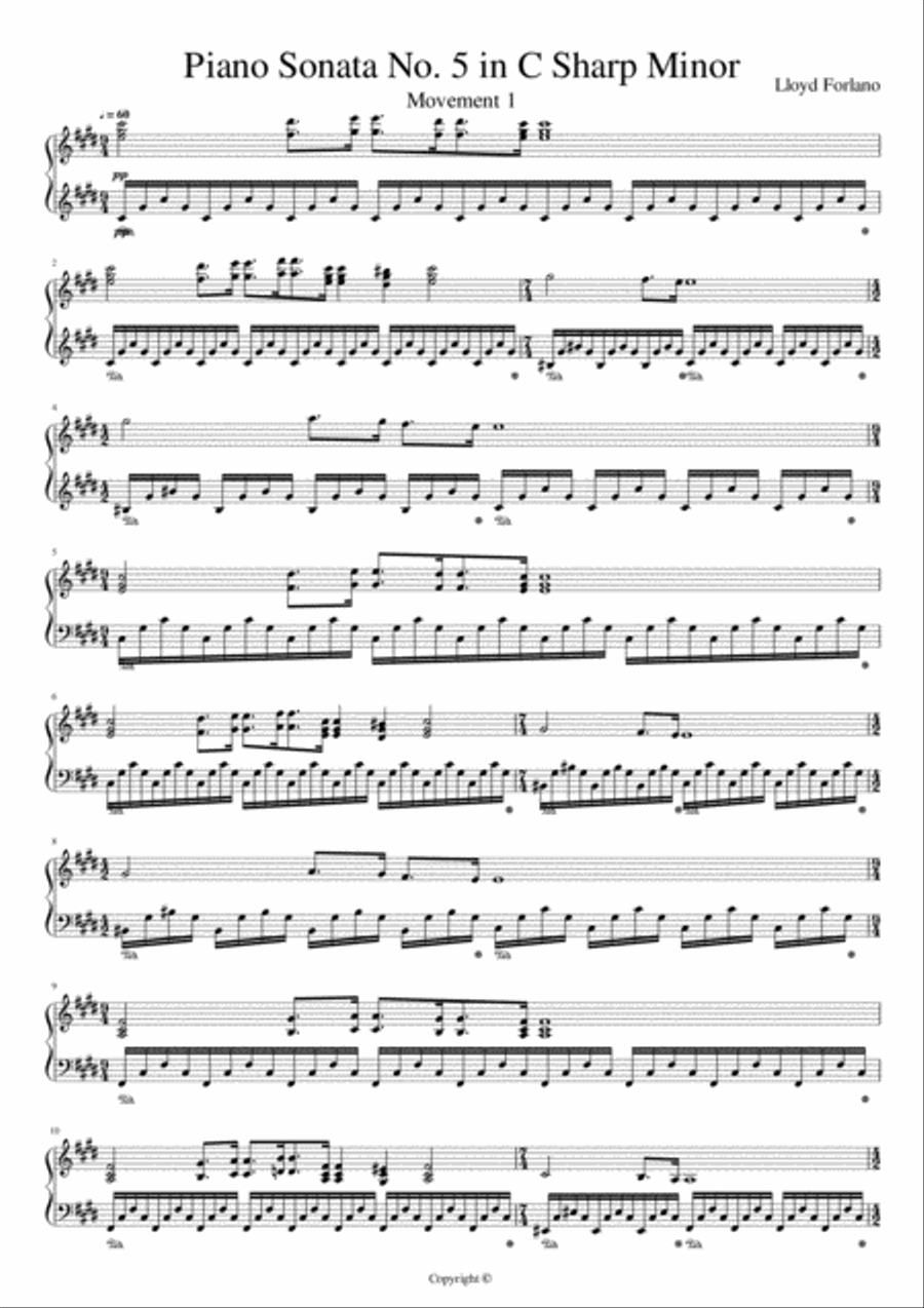 Piano Sonata No. 5 in C Sharp Minor Piano Solo scores gallery preview page 1