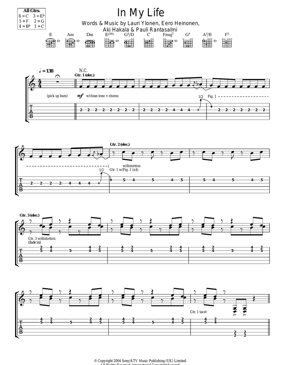 In My Life Acoustic Guitar scores gallery preview page 1