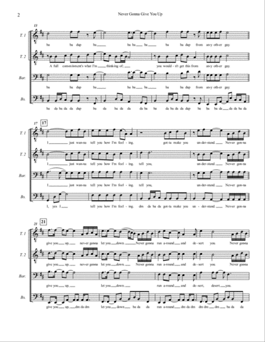 Never Gonna Give You Up TTBB scores gallery preview page 2