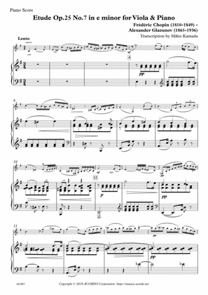Etude Op.25 No.7 in e minor for Viola & Piano