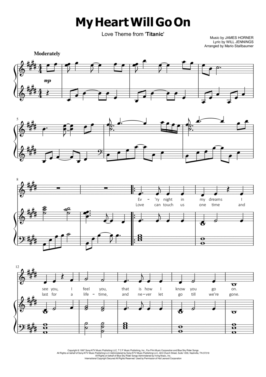 My Heart Will Go On (Love Theme from Titanic) Voice scores gallery preview page 1