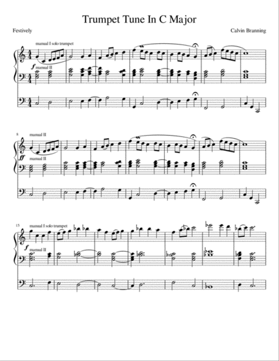 Trumpet Tune In C Major Trumpet scores gallery preview page 1