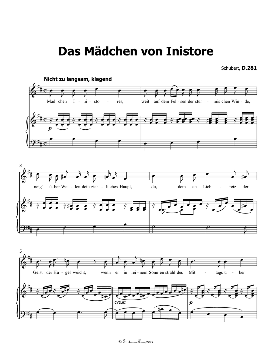 Das Madchen von Inistore, by Schubert, D.281, in b minor Voice scores gallery preview page 3