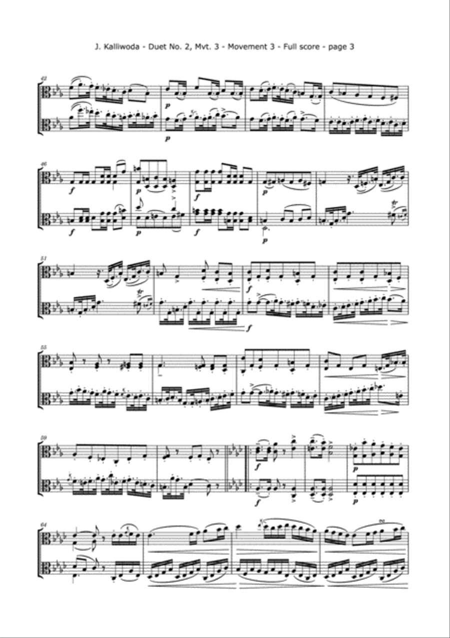 Kalliwoda, J. - Duet No.2, Mvt. 3, Op. 70 for Two Violas String Duet scores gallery preview page 3