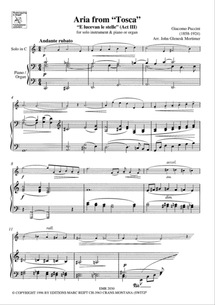 Aria from Tosca Clarinet Solo scores gallery preview page 6