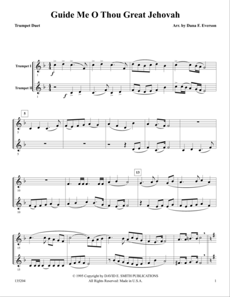 Guide Me, O Thou Great Jehovah Brass Duet scores gallery preview page 1