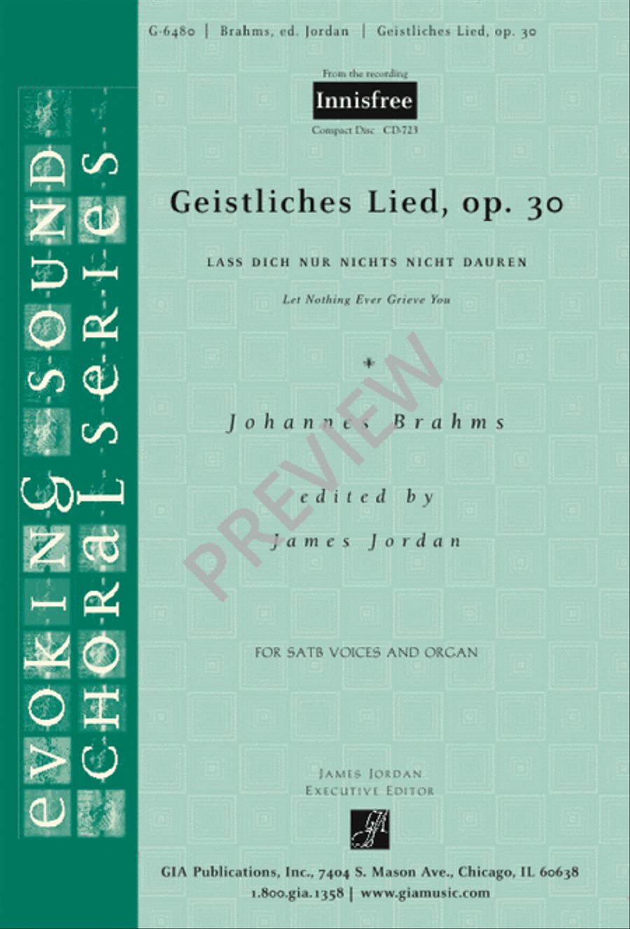 Geistliches Lied, Op. 30: Lass Dich Nur Nichts Nicht Dauren 4-Part scores gallery preview page 1