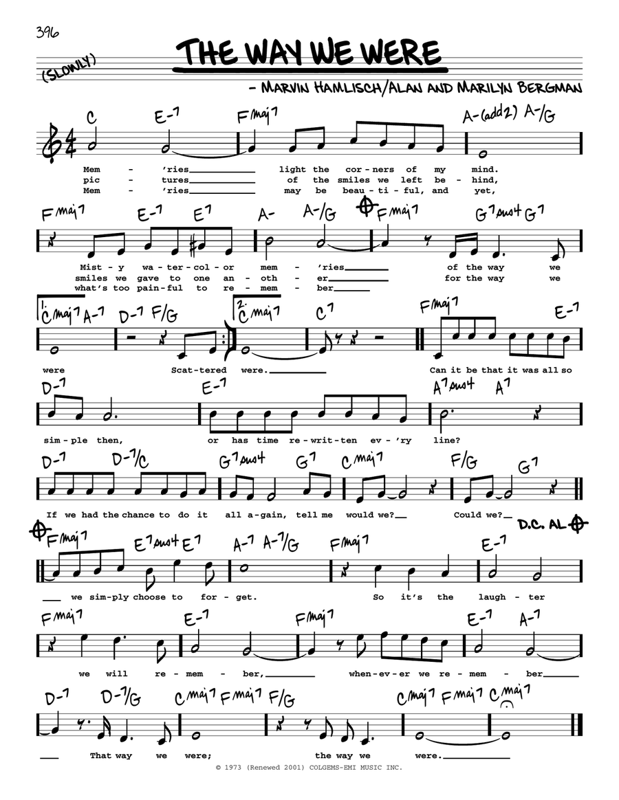 The Way We Were (High Voice) High Voice scores gallery preview page 1