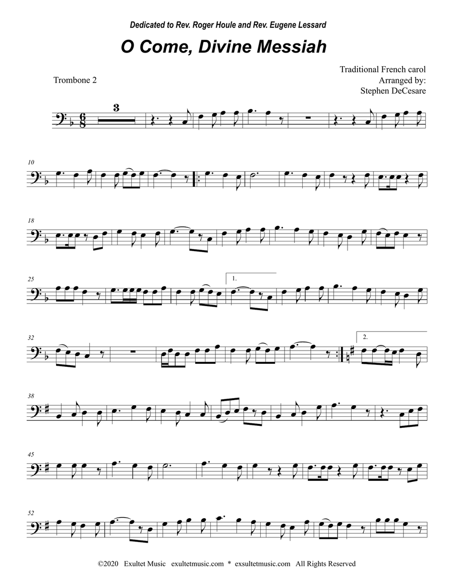 O Come, Divine Messiah (Trombone Duet) Trombone Duet scores gallery preview page 6