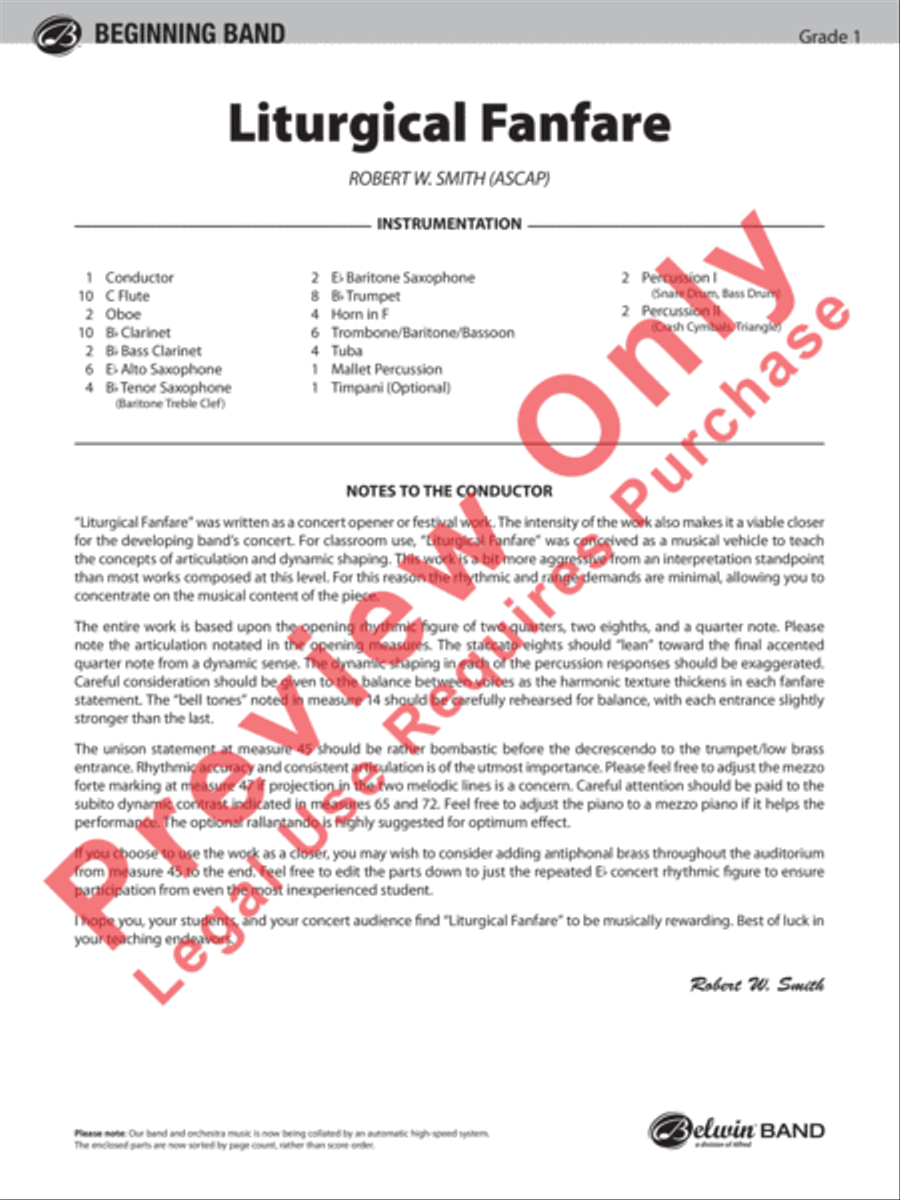 Liturgical Fanfare Concert Band scores gallery preview page 2