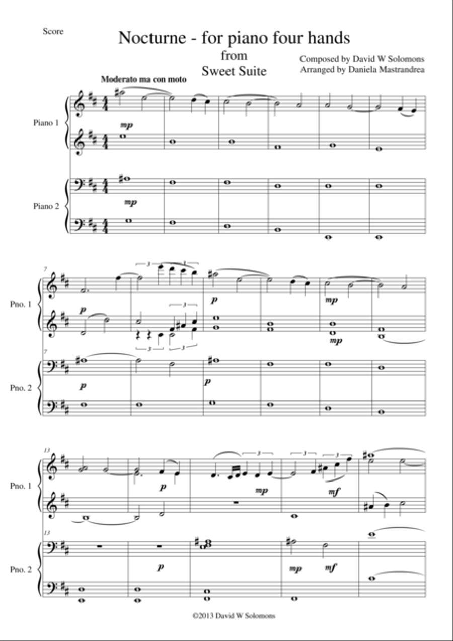 Nocturne for piano (4 hands) Piano Duet scores gallery preview page 1