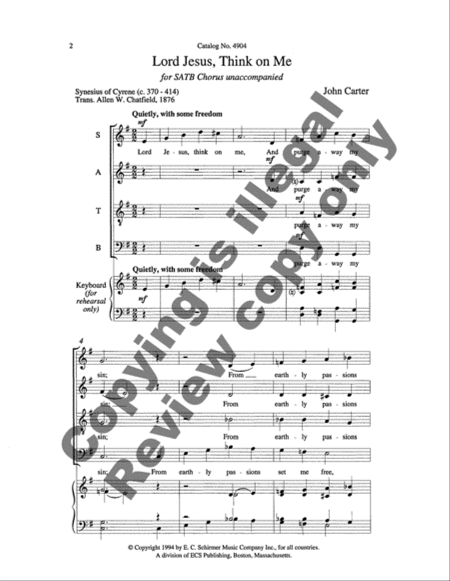 Lord Jesus, Think On Me 4-Part scores gallery preview page 3