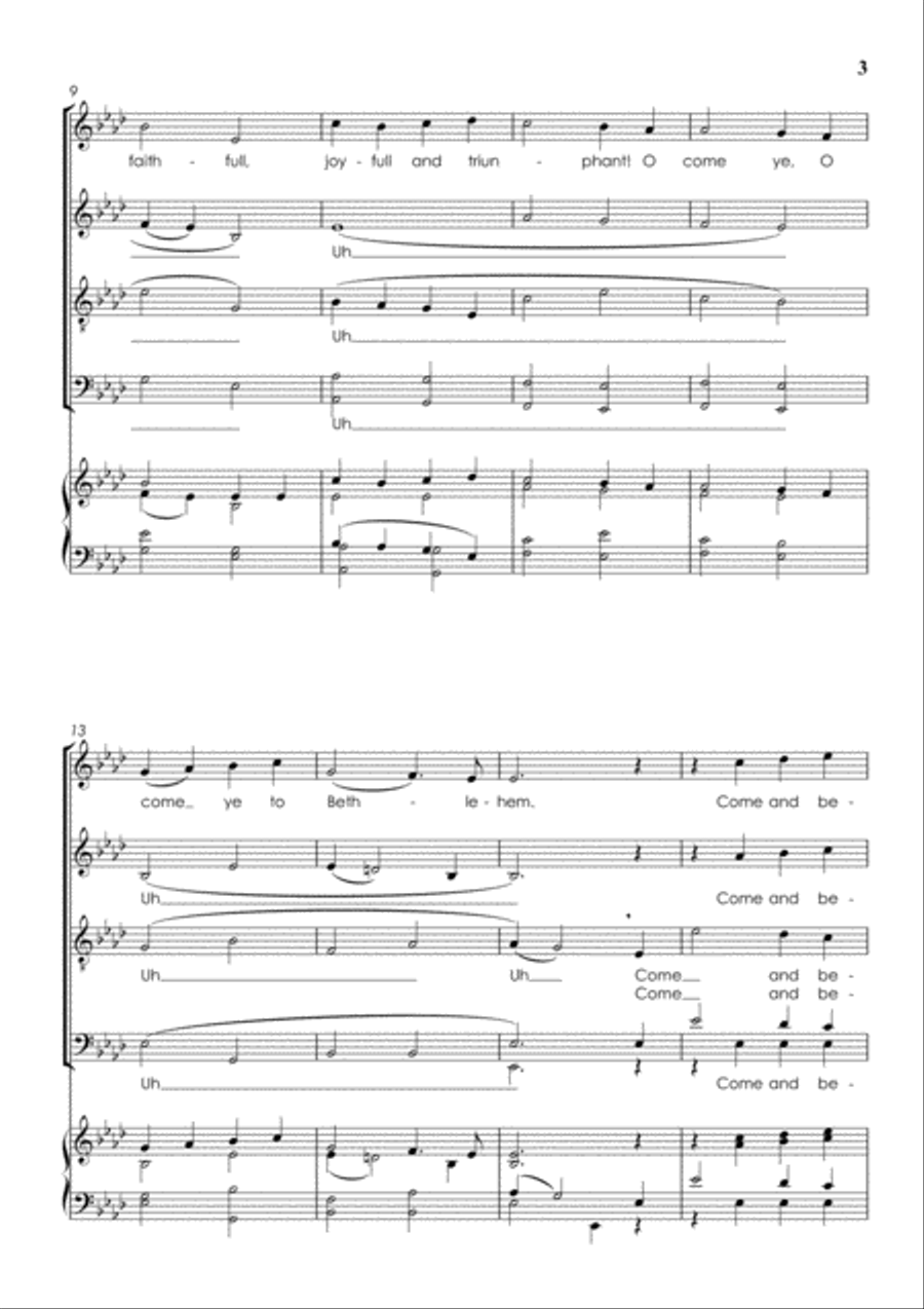 Adeste Fideles (O Come, All Ye Faithful) - SATB a Cappella 4-Part scores gallery preview page 3