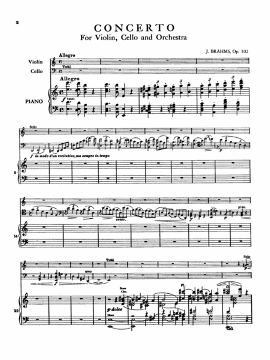 Brahms: Double Concerto in A Minor, Op. 102 Piano scores gallery preview page 2