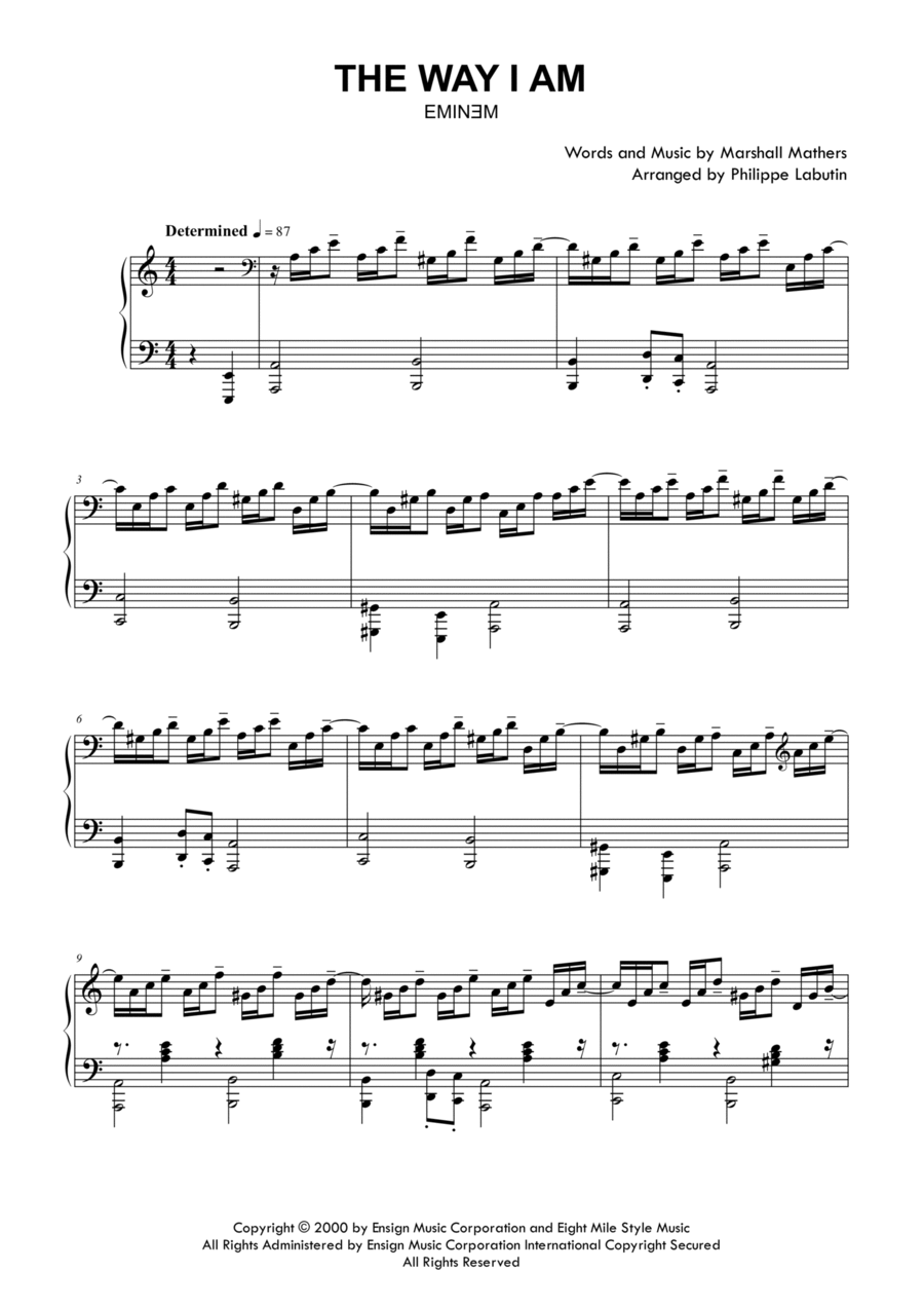 The Way I Am Piano Solo scores gallery preview page 1