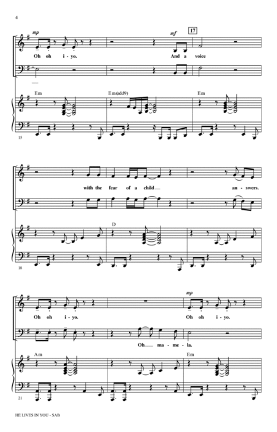 He Lives In You (from The Lion King II: Simba's Pride) (arr. Mark Brymer) 3-Part scores gallery preview page 3