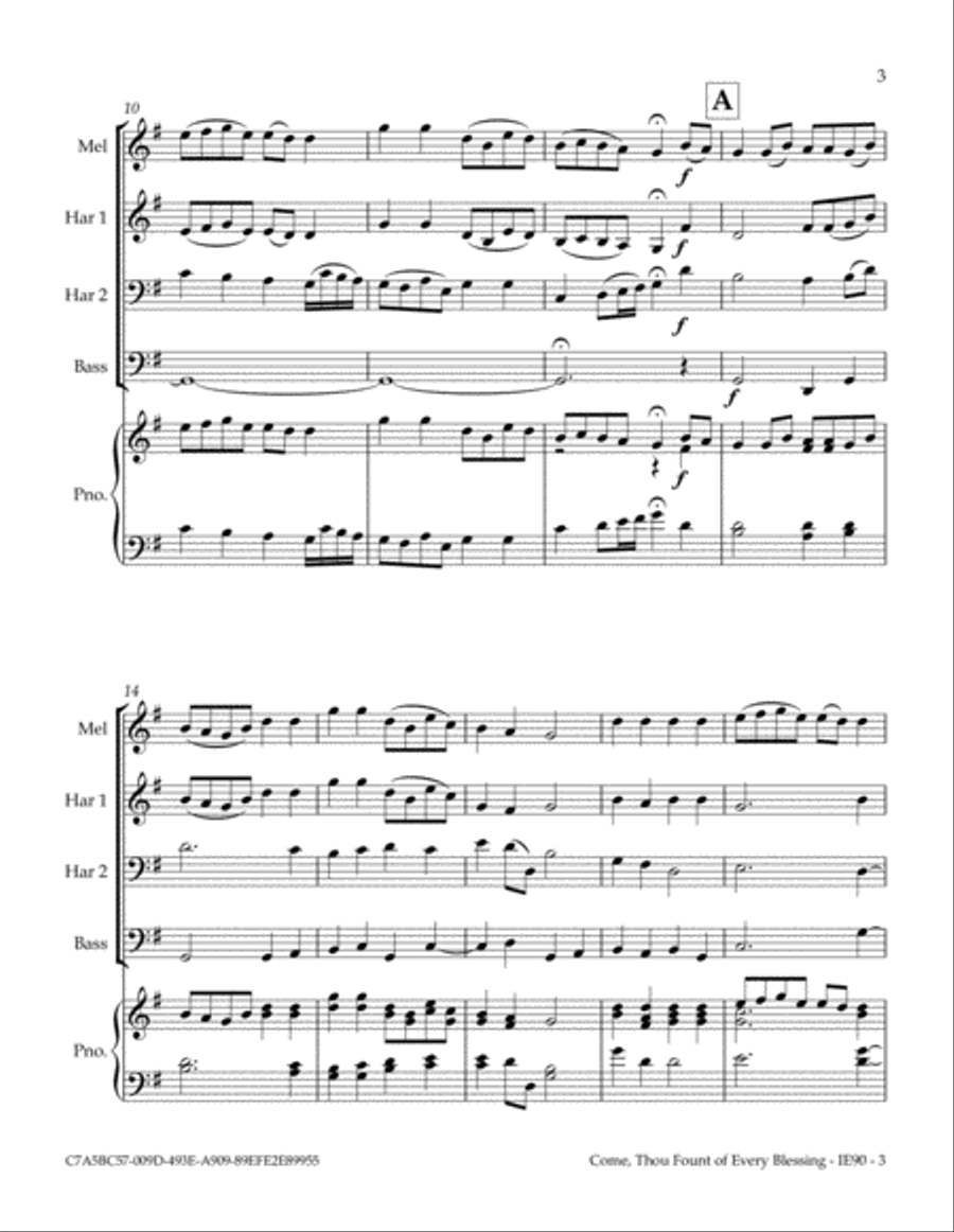 Come, Thou Fount of Every Blessing (Any Size Church Orchestra Series) Small Ensemble scores gallery preview page 4
