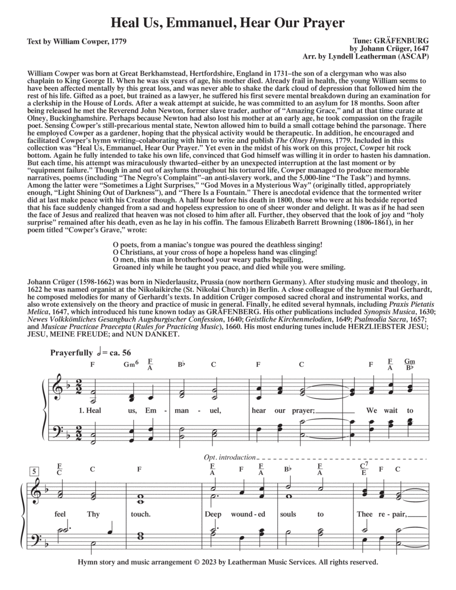 Heal Us, Emmanuel, Hear Our Prayer Piano, Vocal, Guitar scores gallery preview page 1