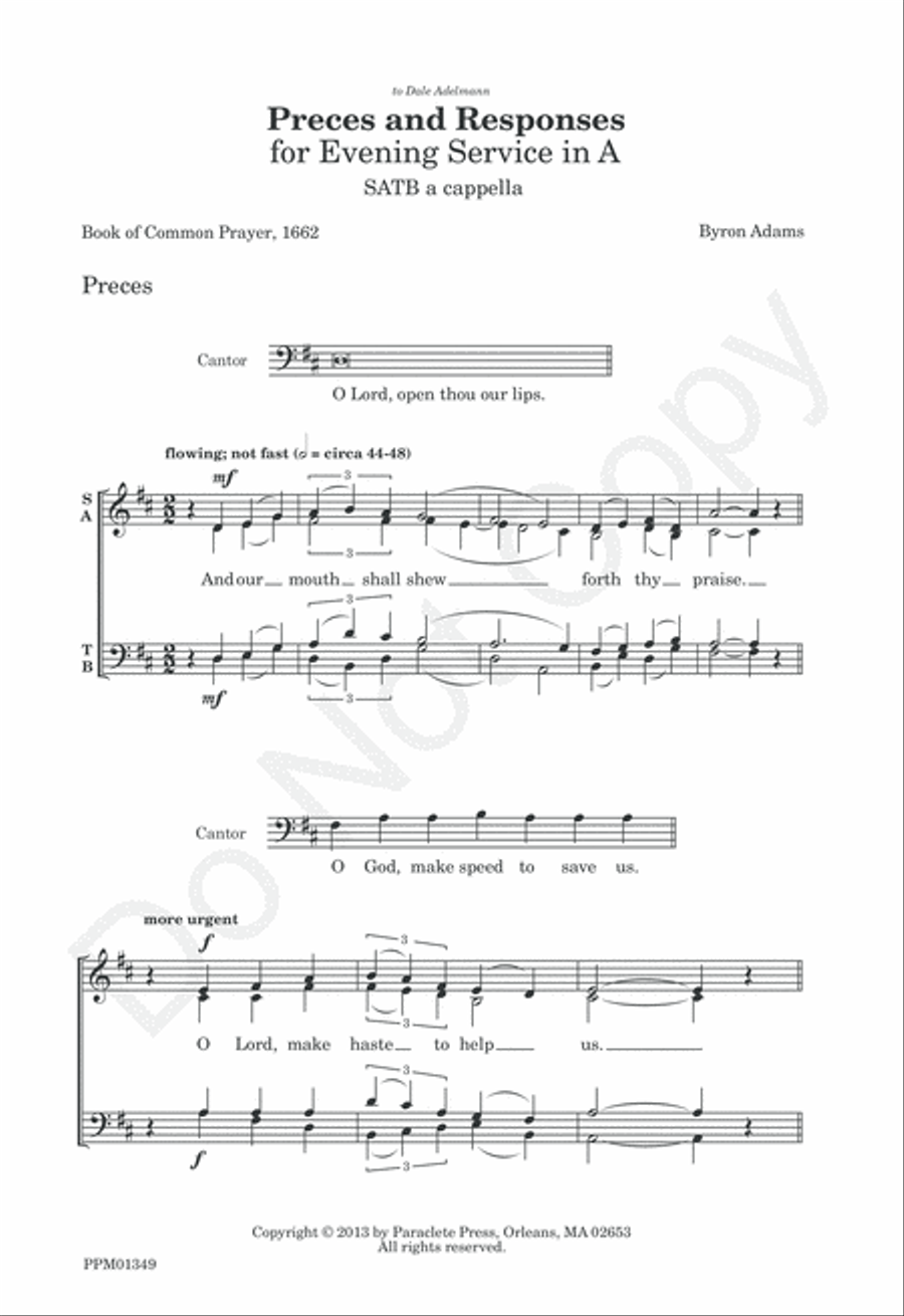 Preces and Responses from Evening Service in A 4-Part scores gallery preview page 4