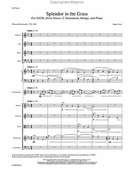 Splendor in the Grass - Full Score and Parts