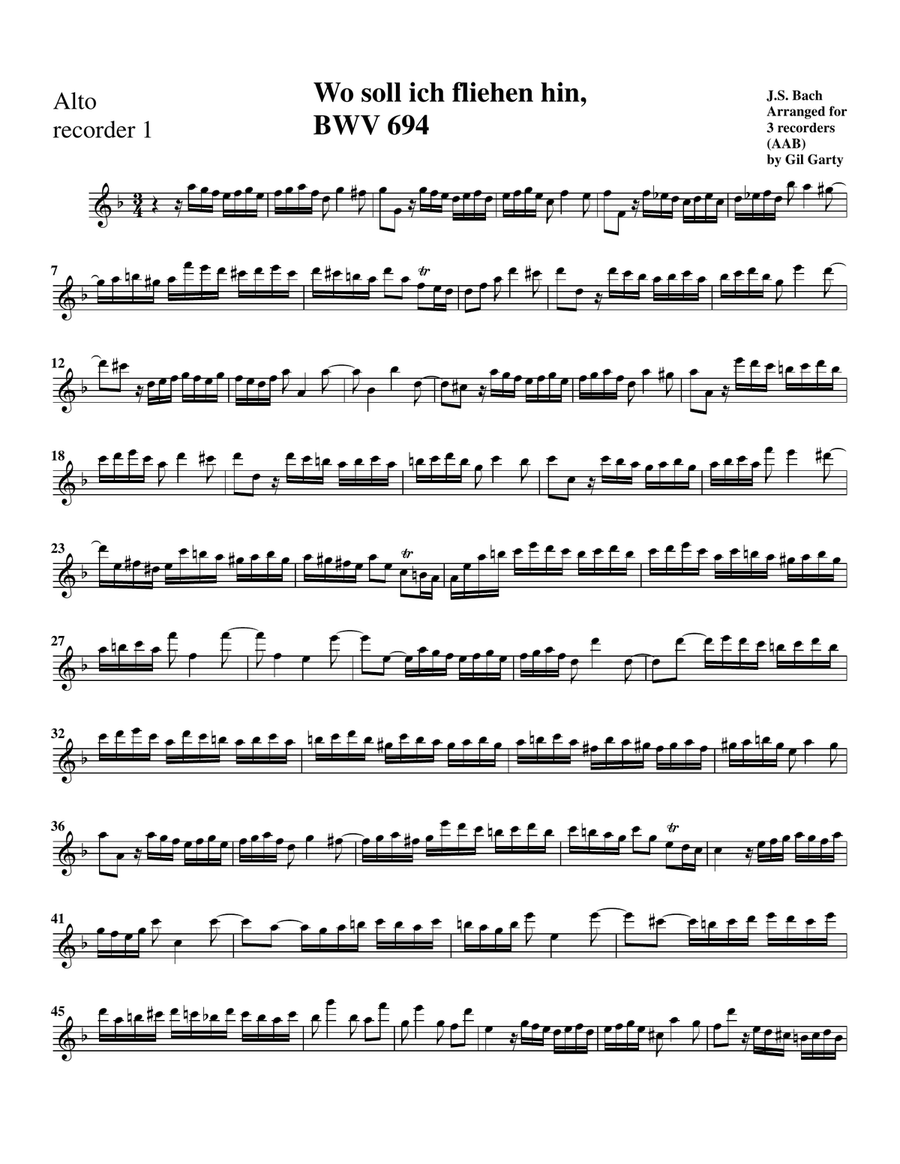 Wo soll ich fliehen hin BWV 694 for organ from Kirnberger Chorales (arrangement for 3 recorders) Recorder scores gallery preview page 4