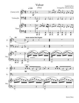 Tango Volver for Clarinet,Violoncello and Piano