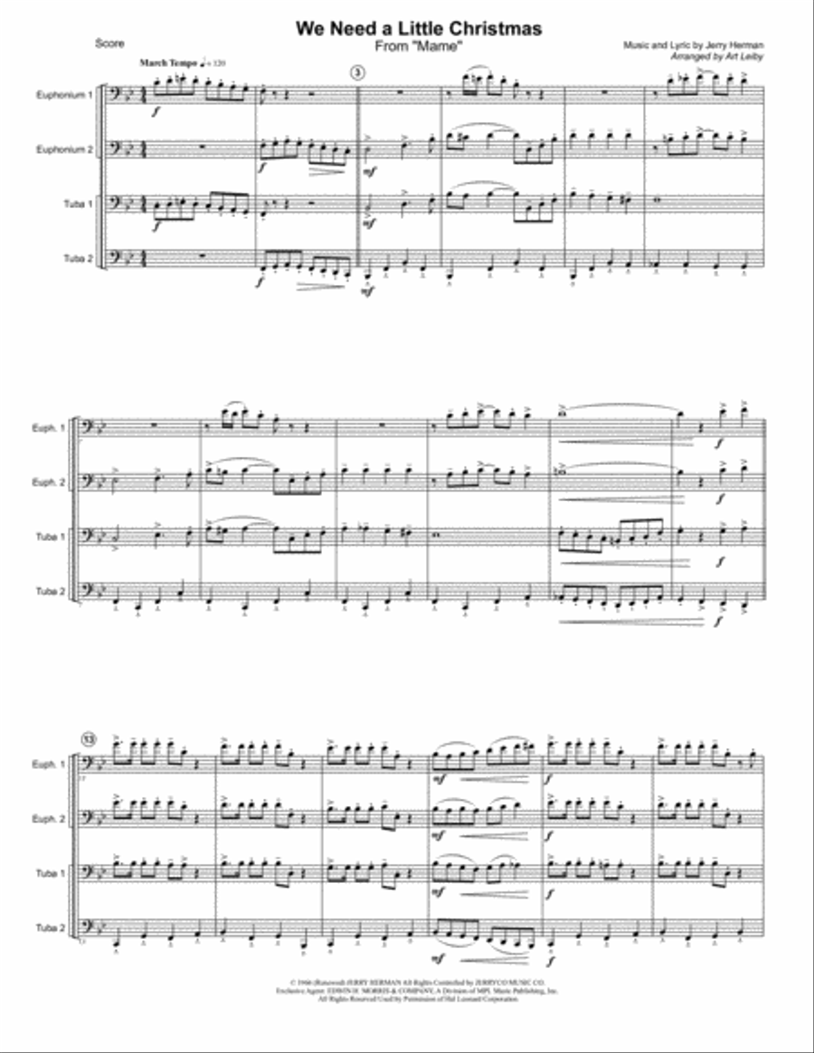 We Need A Little Christmas Brass Ensemble scores gallery preview page 1