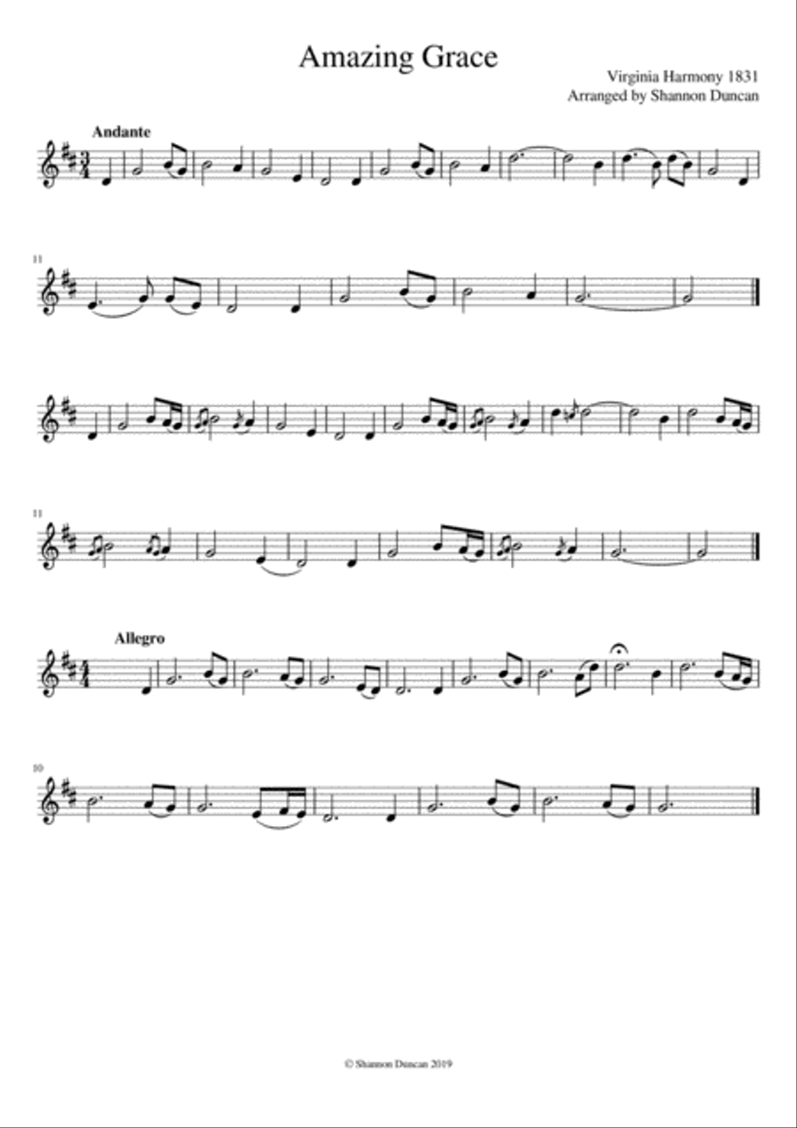 Amazing Grace for descant recorder Soprano Recorder scores gallery preview page 1