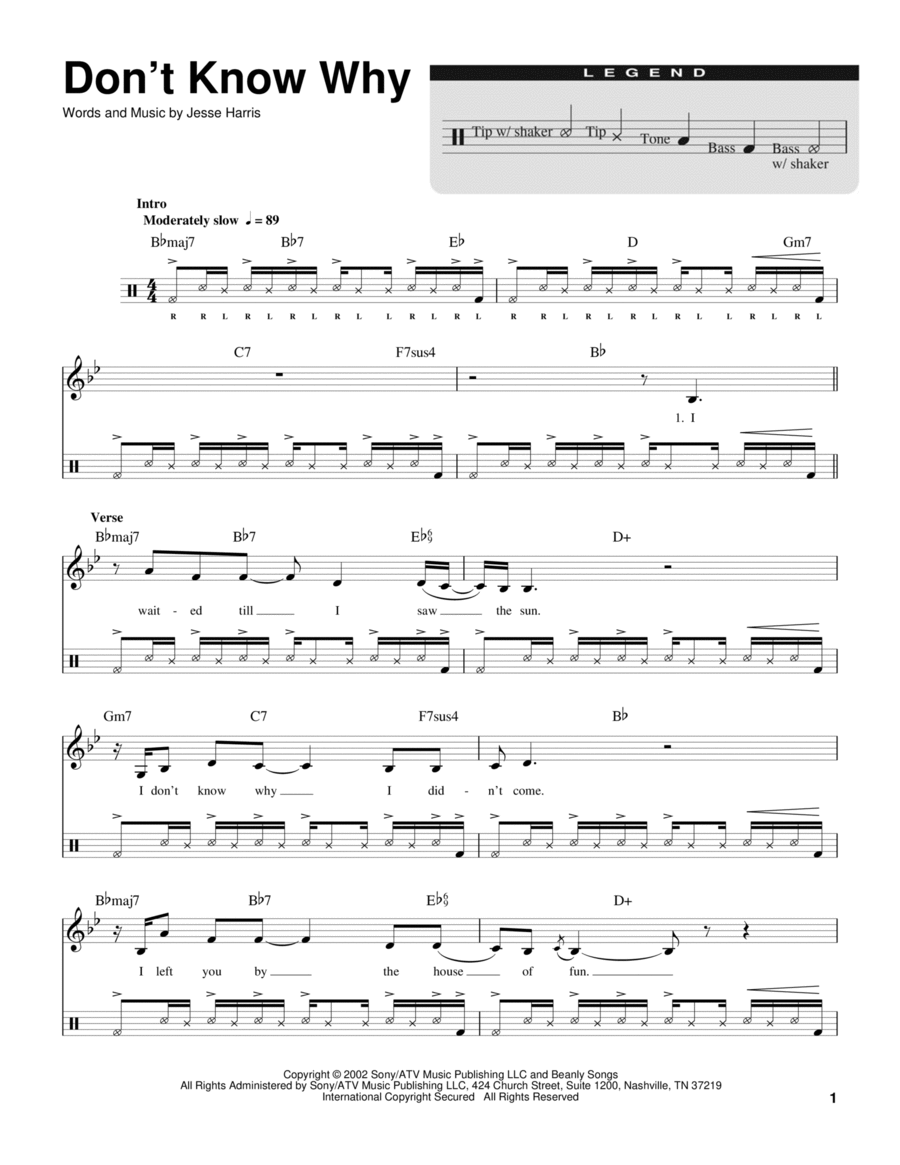 Don't Know Why (for Acoustic Guitar, Voice and Cajón) Voice scores gallery preview page 1