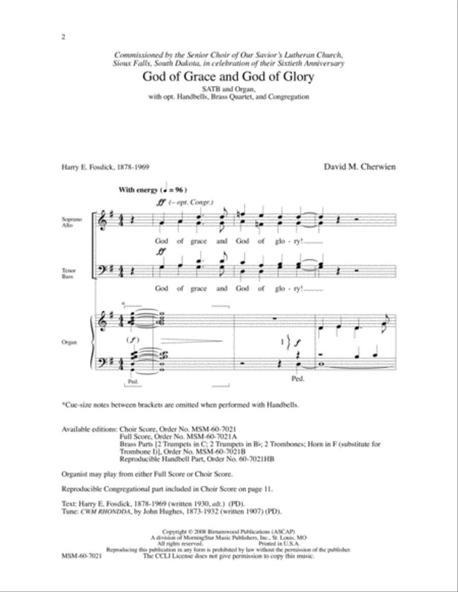 God of Grace and God of Glory 4-Part scores gallery preview page 2