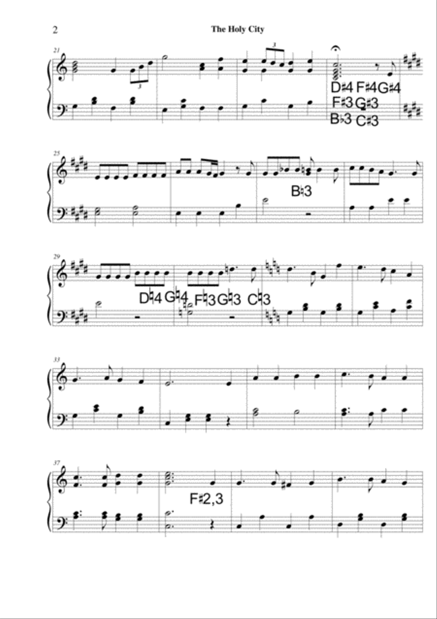 The Holy City - folk harp solo Celtic Harp scores gallery preview page 2