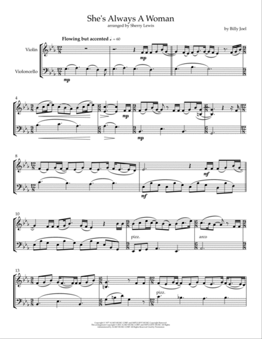 She's Always A Woman String Duet scores gallery preview page 4