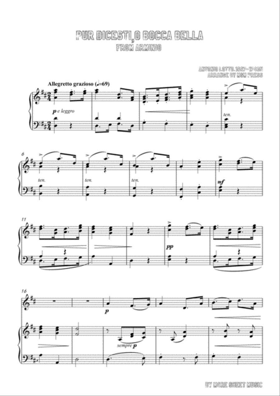 Lotti-Pur dicesti,o bocca bella, for Flute and Piano image number null