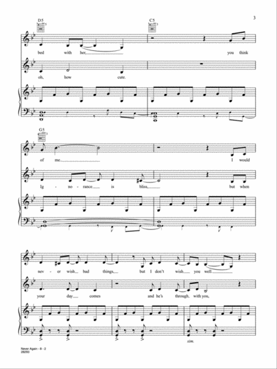 Never Again Never Again Piano, Vocal, Guitar scores gallery preview page 2
