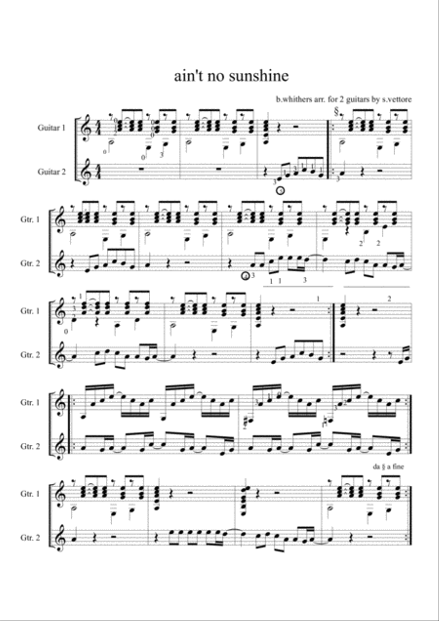Ain't No Sunshine Guitar scores gallery preview page 1