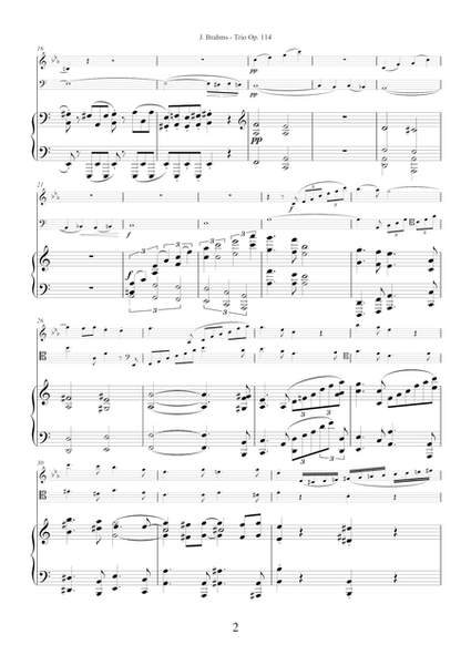 Trio Op.114 by Johannes Brahms for clarinet (viola), cello and piano