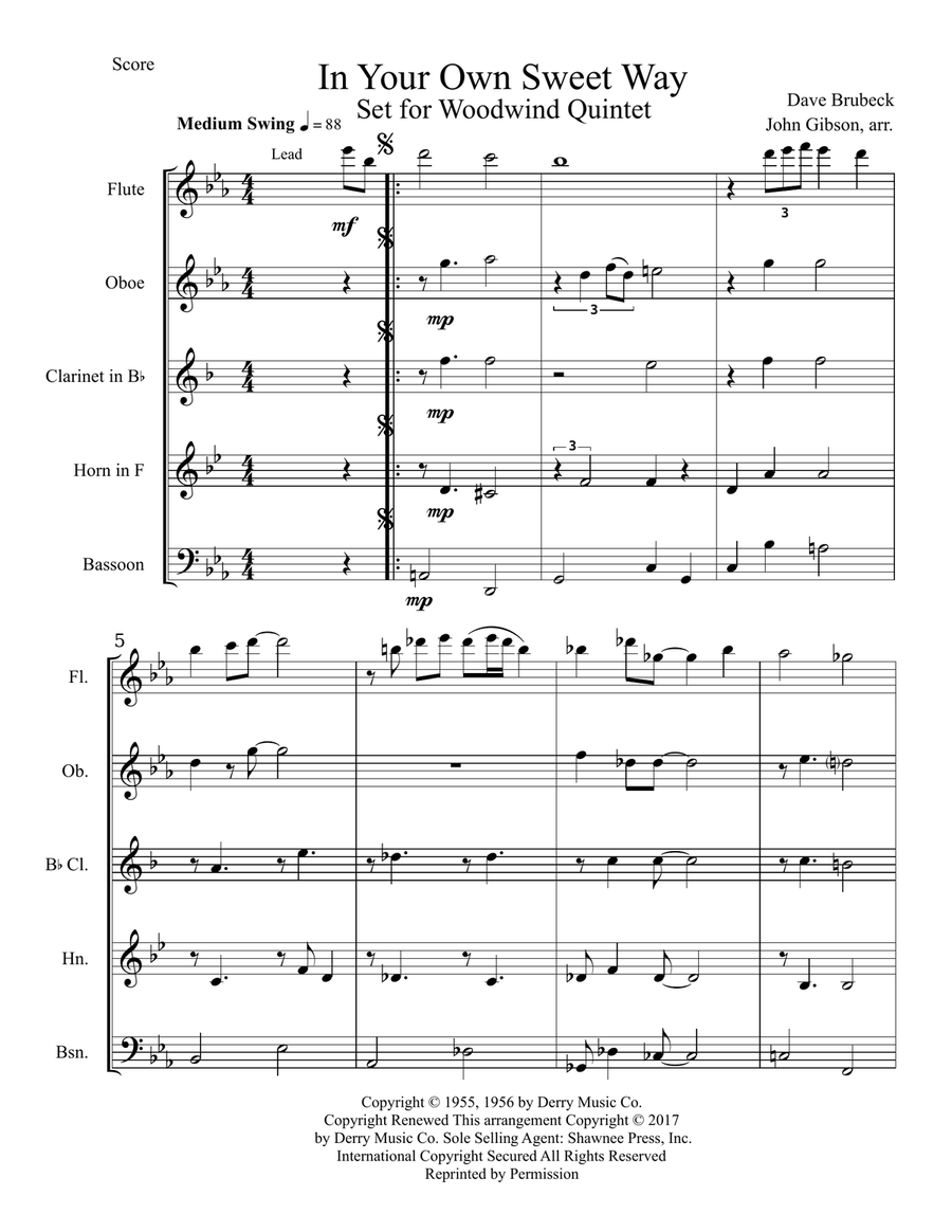 In Your Own Sweet Way In Your Own Sweet Way Woodwind Quintet scores gallery preview page 2