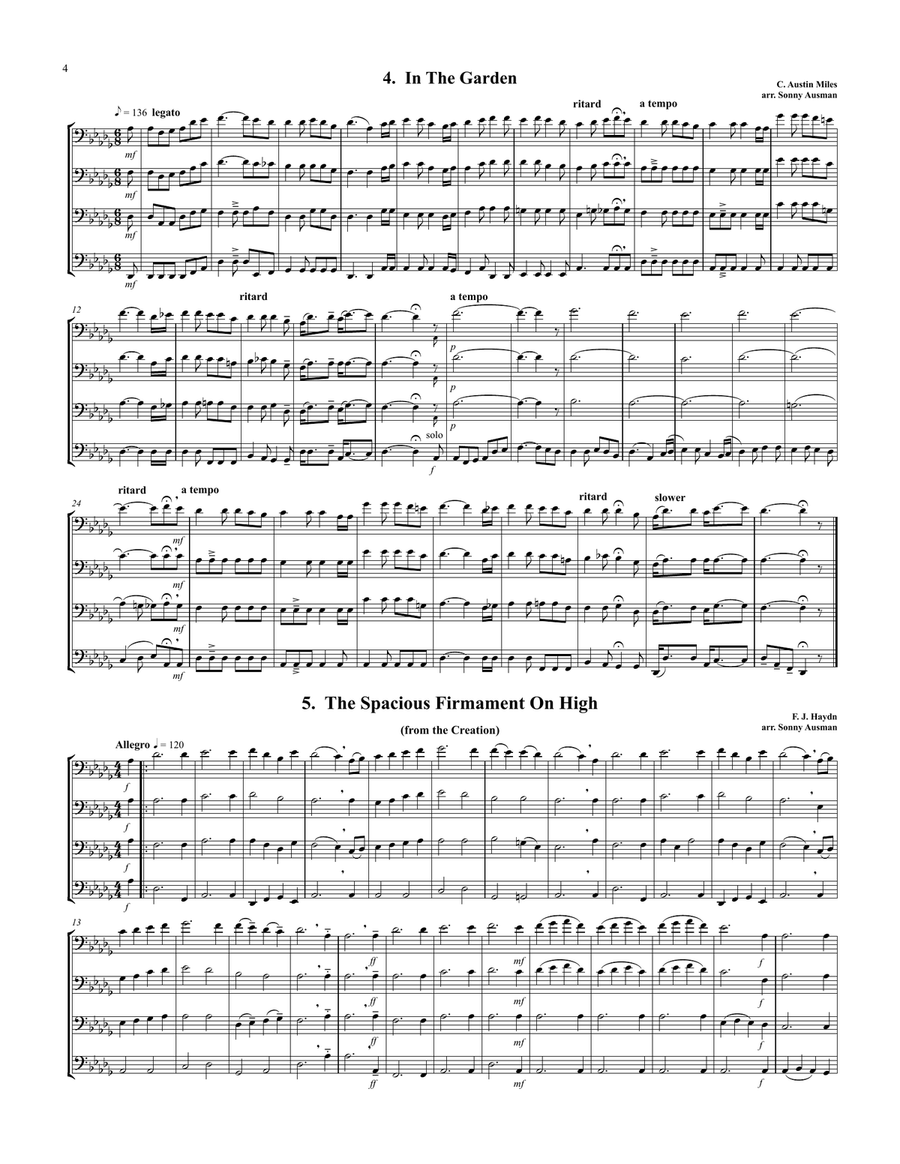 15 Hymns & Spirituals for Trombone Quartet-Bass clef edition